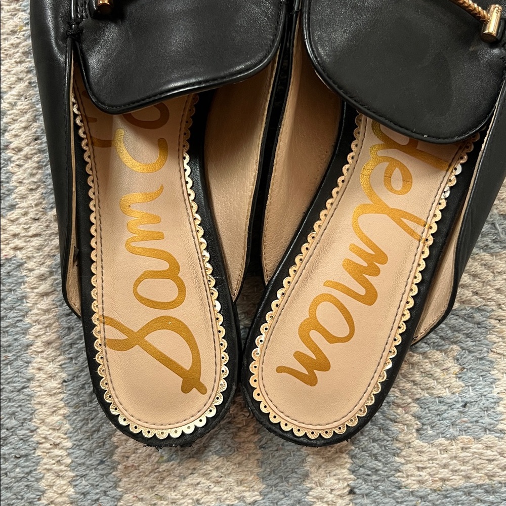 Sam Edelman Linnie Gold Bit Black Leather Loafers - Picture 2 of 5